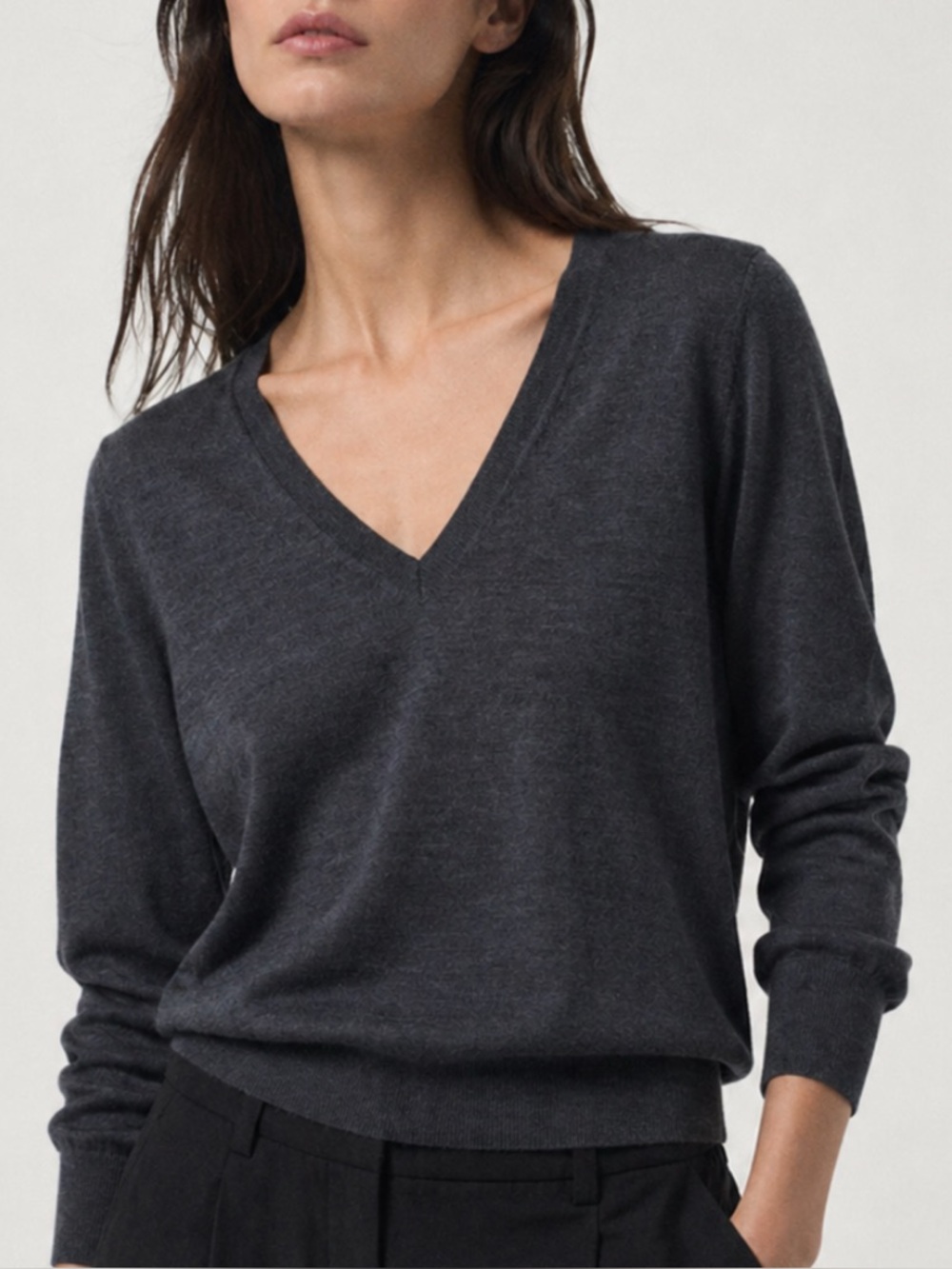 Club Monaco Dark Charcoal V-Neck Sweater